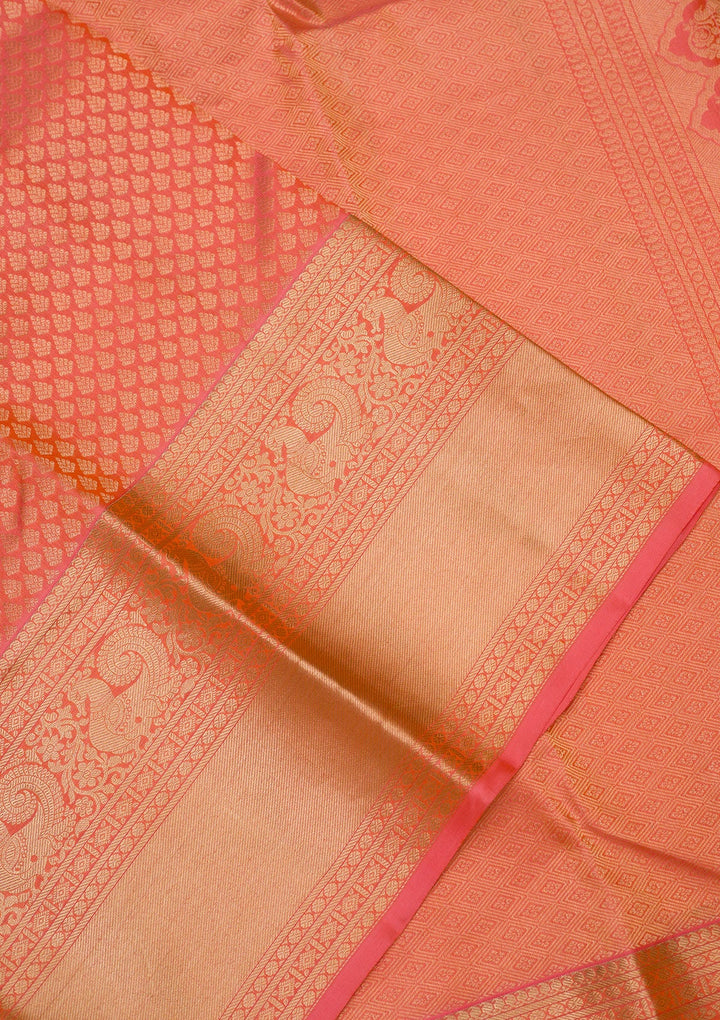 Orange Zariwork Pure Silk Saree-koskii