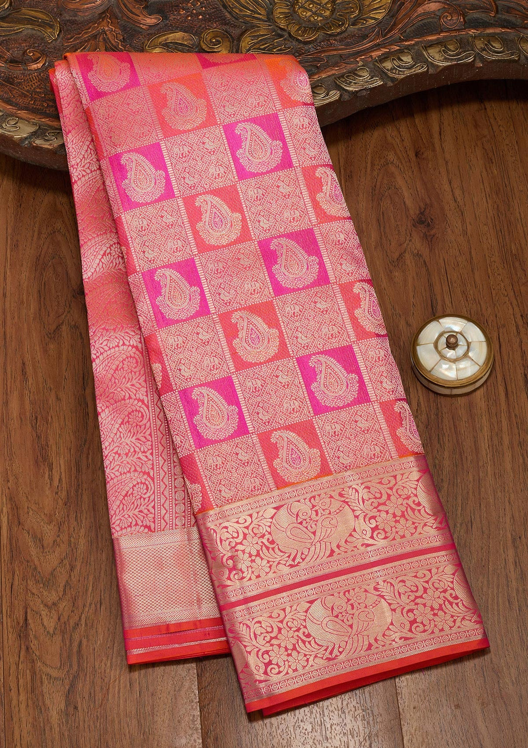 Orange Zariwork  Silk Saree-koskii