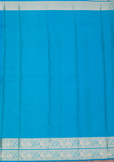 Turquoise Blue Zariwork Pure Silk Saree-Koskii