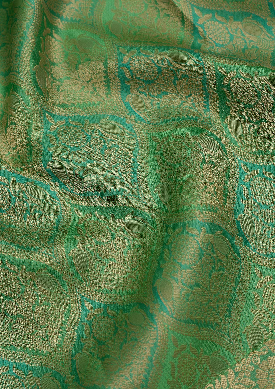 Parrot Green Zariwork Pure Silk Saree-Koskii