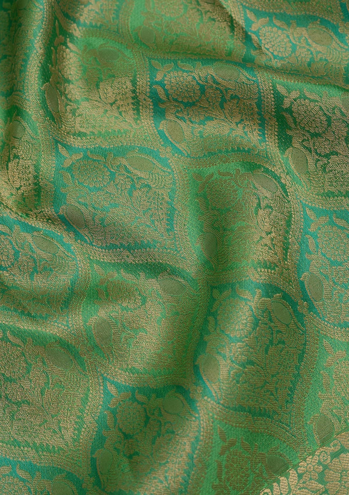 Parrot Green Zariwork Pure Silk Saree-Koskii