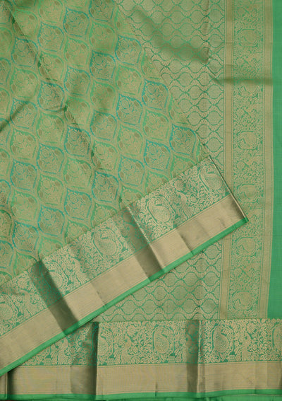 Parrot Green Zariwork Pure Silk Saree-Koskii