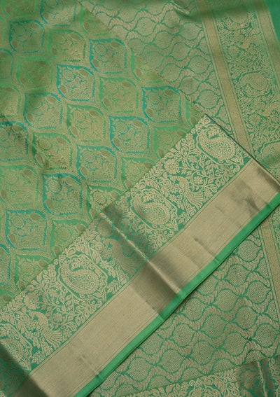 Parrot Green Zariwork Pure Silk Saree-Koskii