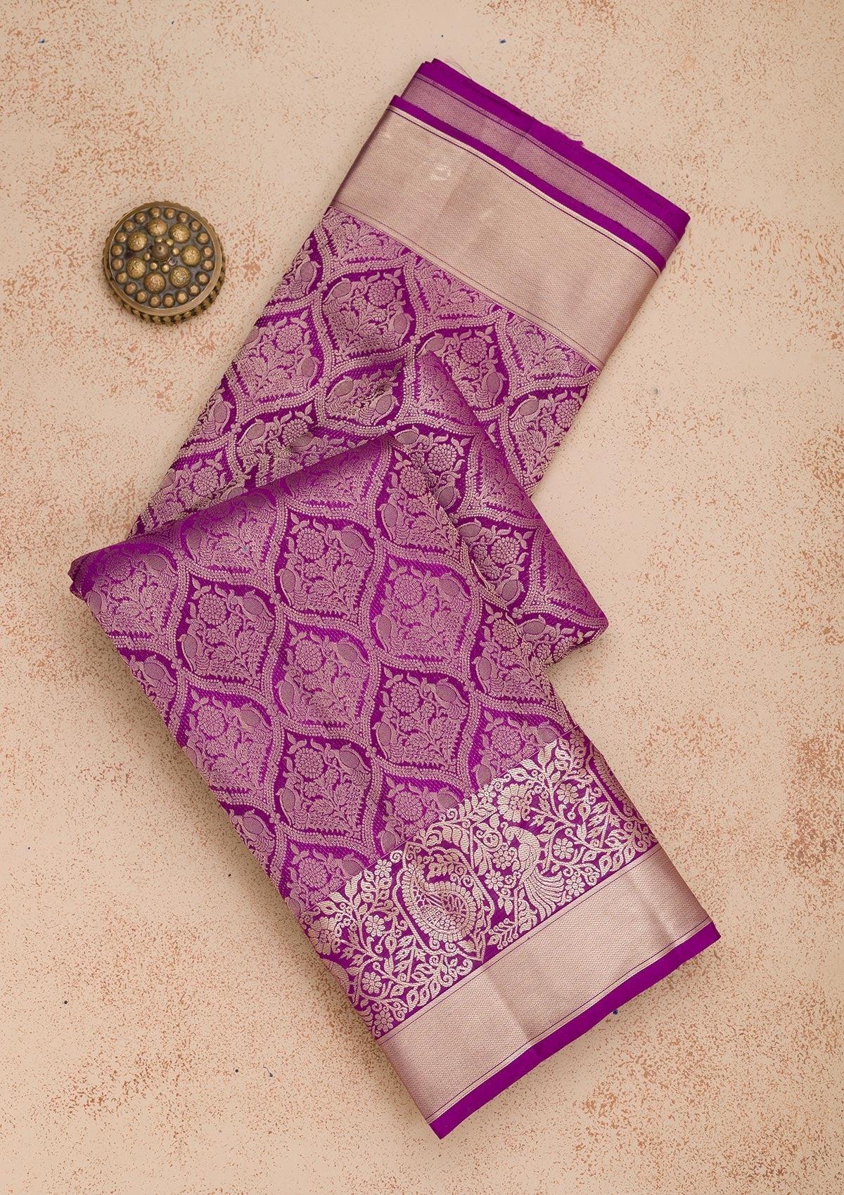 Purple Zariwork Pure Silk Saree-Koskii