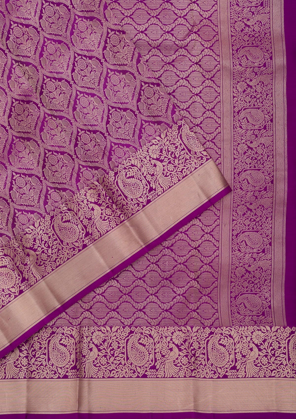 Purple Zariwork Pure Silk Saree-Koskii
