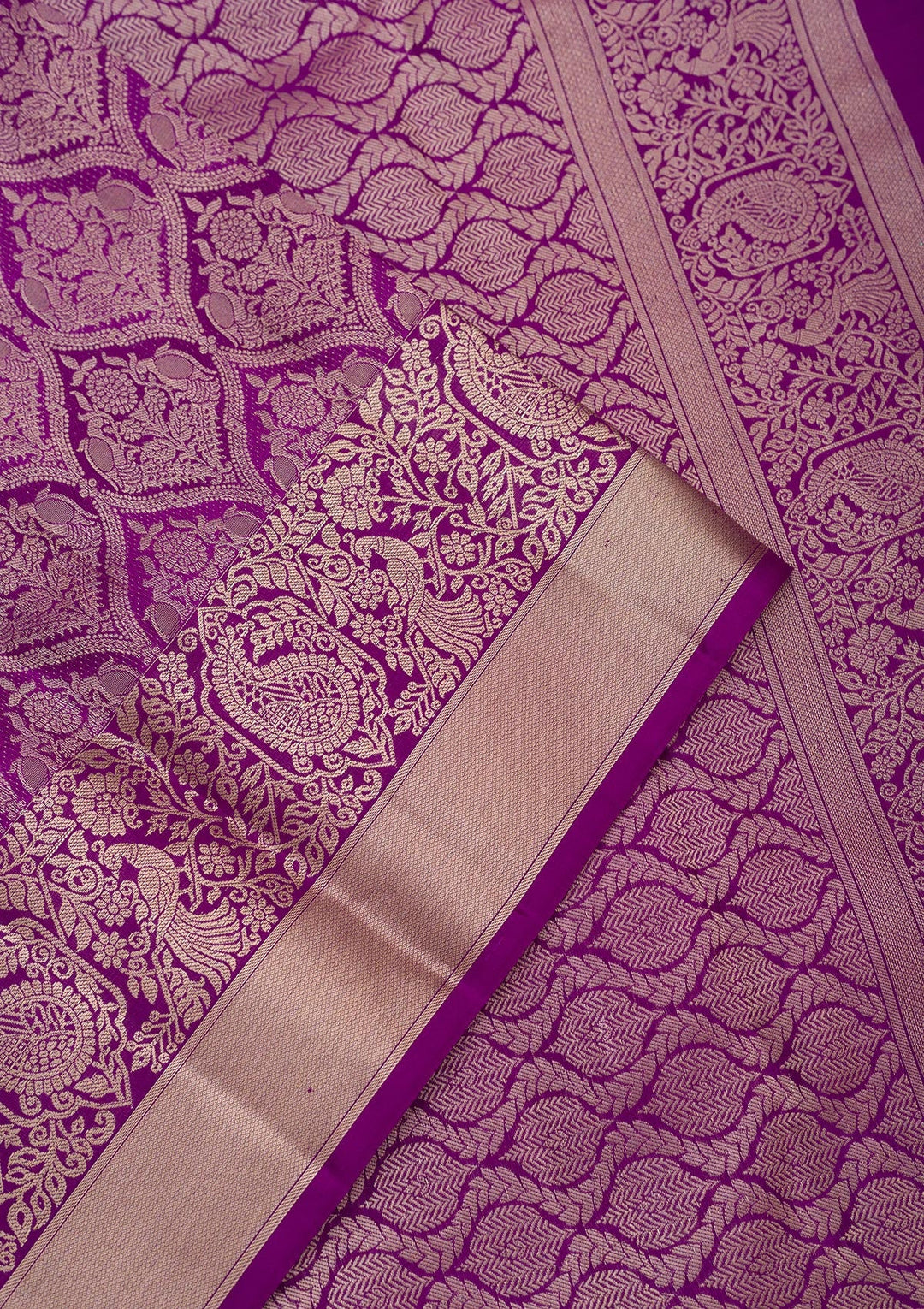 Purple Zariwork Pure Silk Saree-Koskii