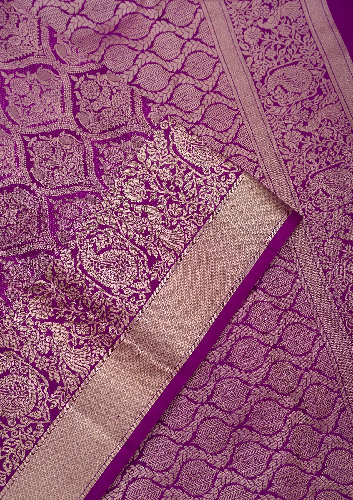 Purple Zariwork Pure Silk Saree-Koskii