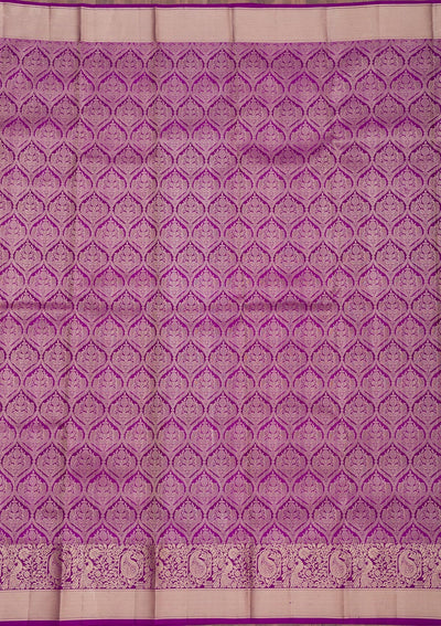 Purple Zariwork Pure Silk Saree-Koskii
