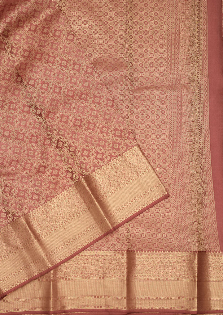 Brown Zariwork (Gold) Silk Silk Saree