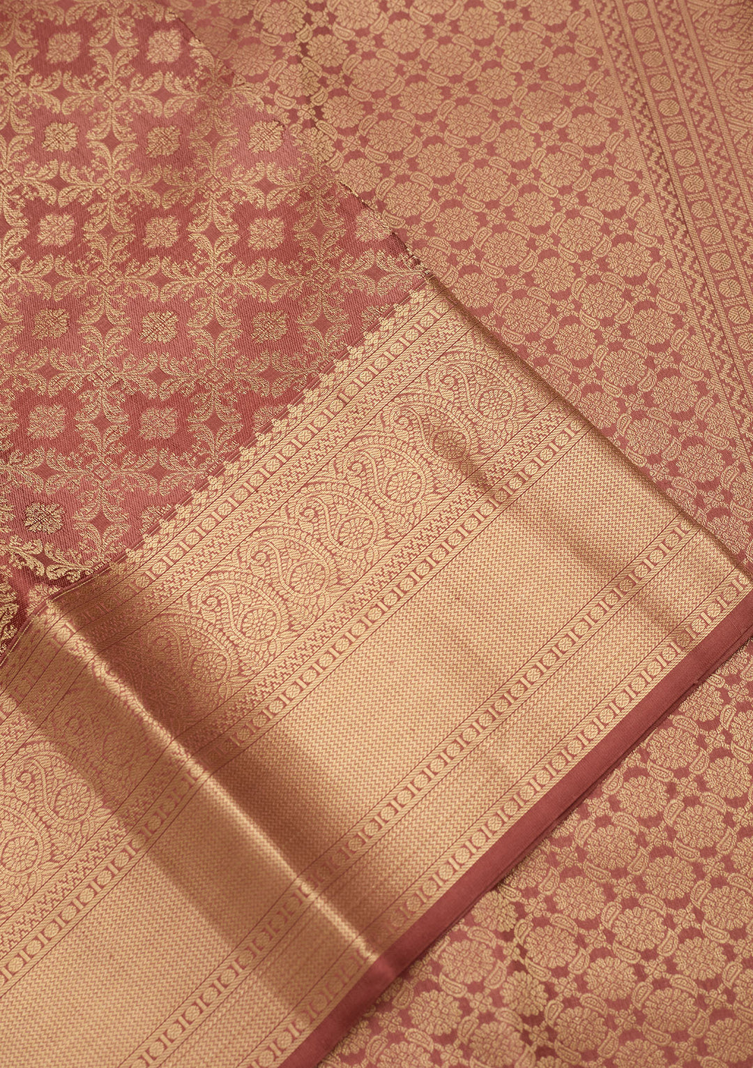 Brown Zariwork (Gold) Silk Silk Saree