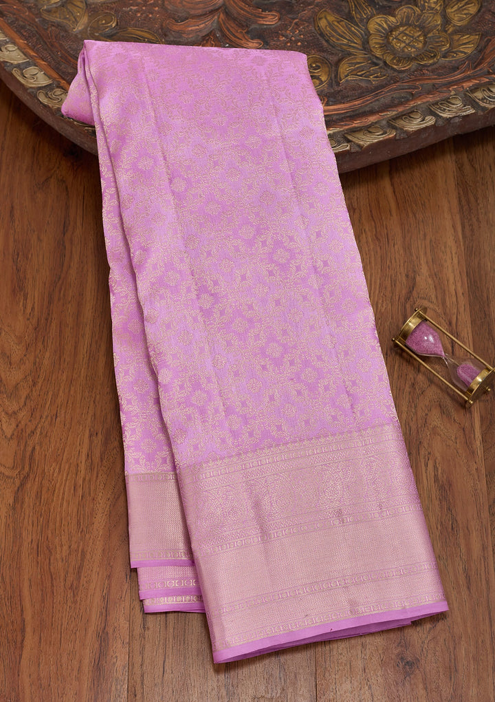 Light Lavender Zariwork (Gold) Pure Silk Saree