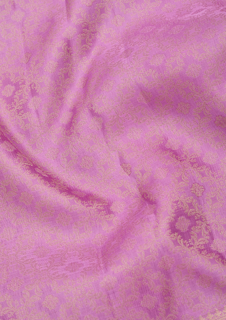 Light Lavender Zariwork (Gold) Pure Silk Saree