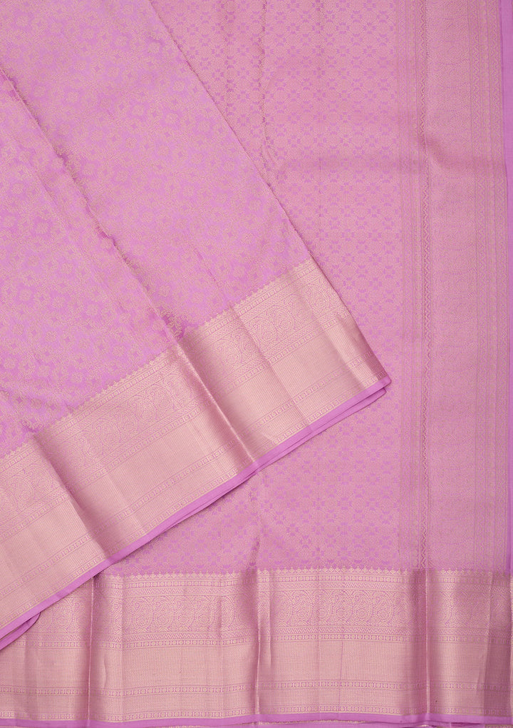 Light Lavender Zariwork (Gold) Pure Silk Saree