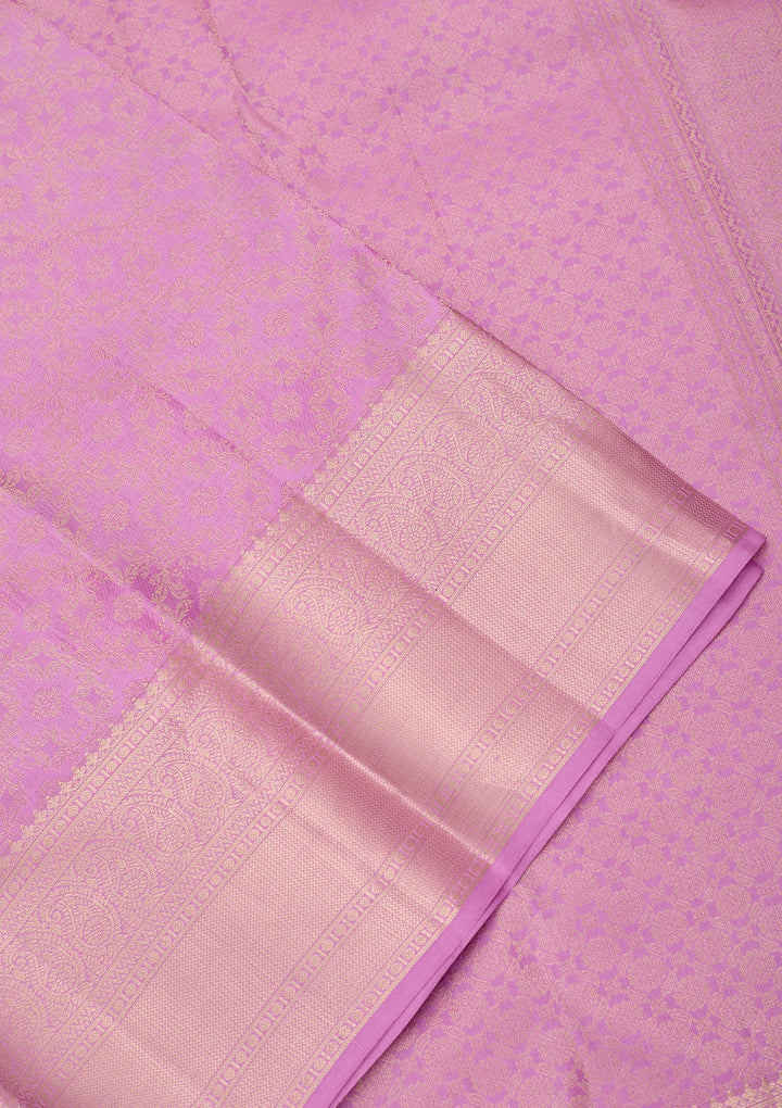 Light Lavender Zariwork (Gold) Pure Silk Saree