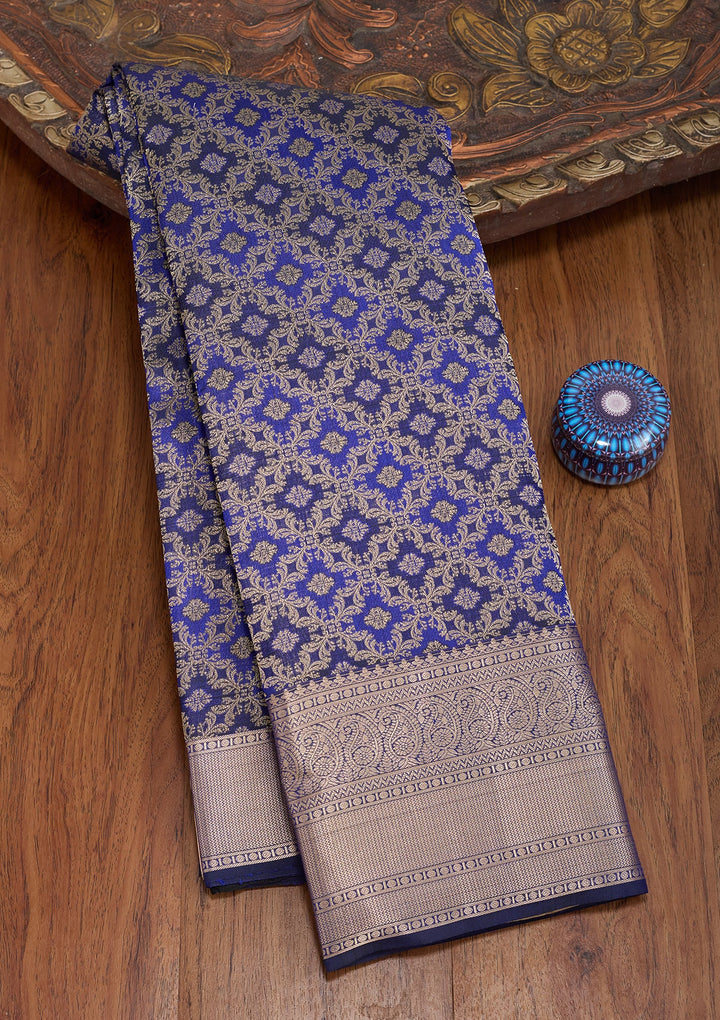 Royal Blue Zariwork (Gold) Pure Silk Saree