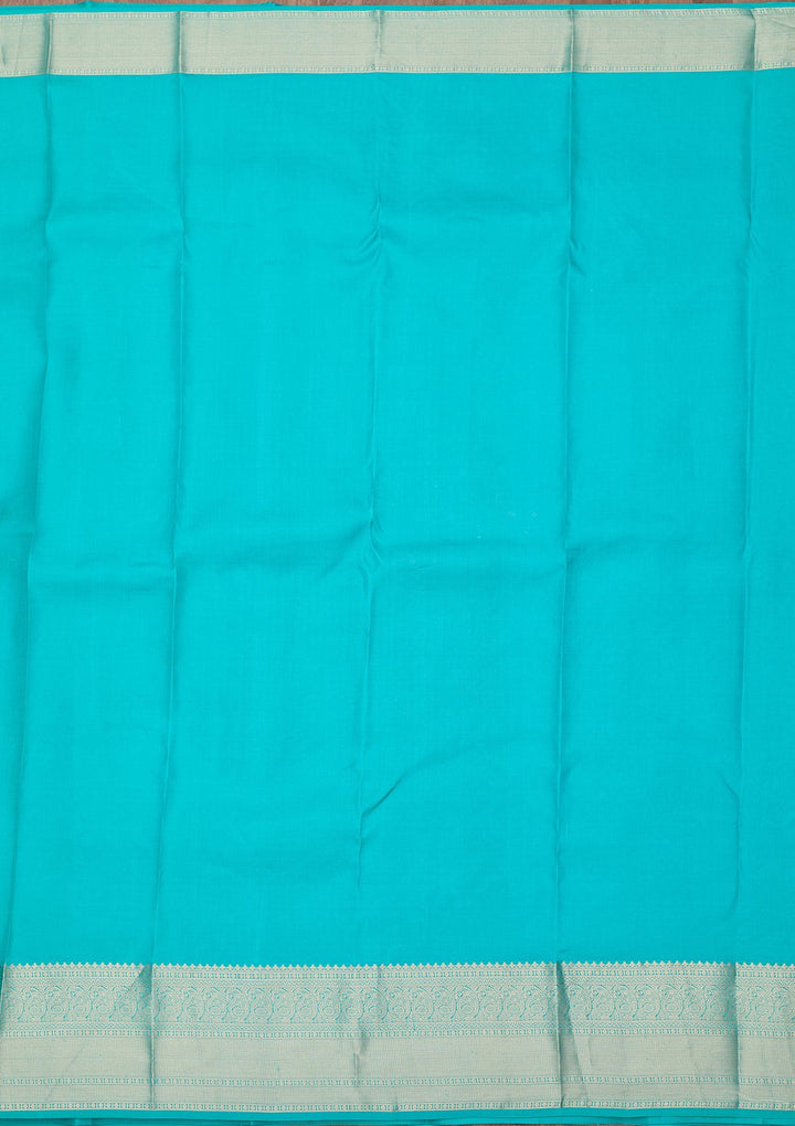 Turquoise Blue Zariwork (Silver) Silk Silk_Saree