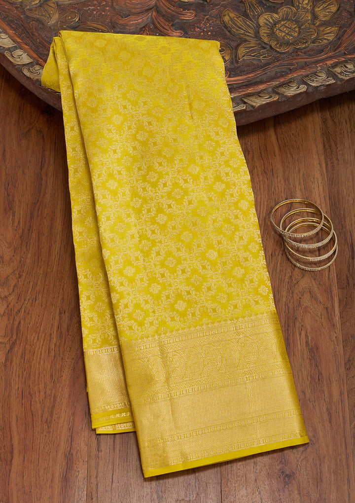 Yellow Zariwork (Gold) Pure Silk Saree