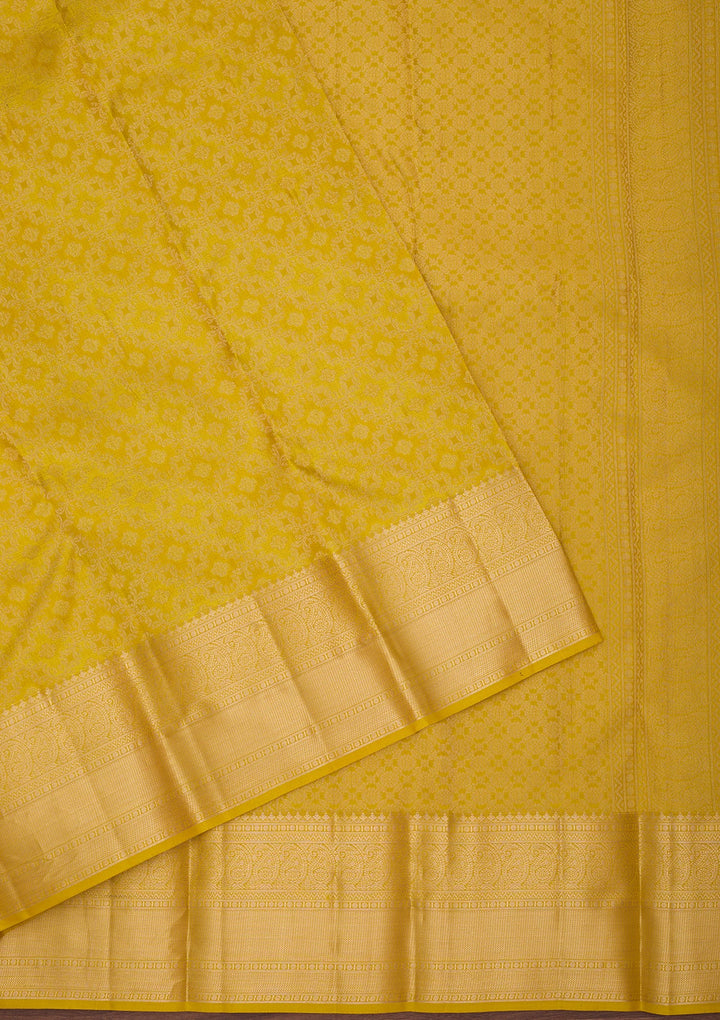 Yellow Zariwork (Gold) Pure Silk Saree