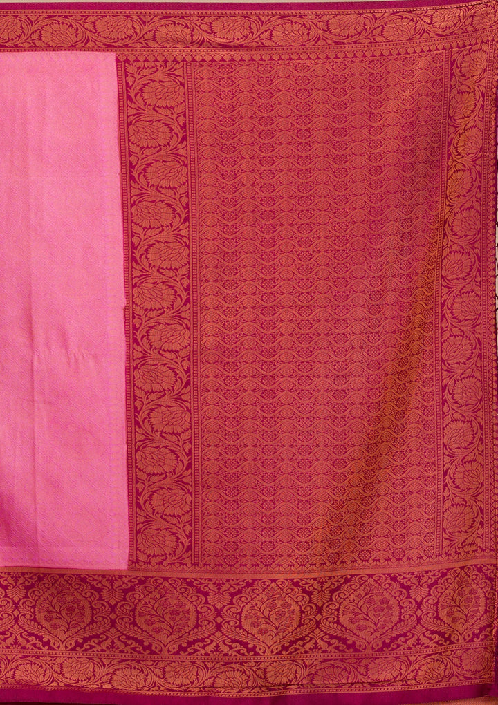 Pink Zariwork Soft Silk Saree-Koskii