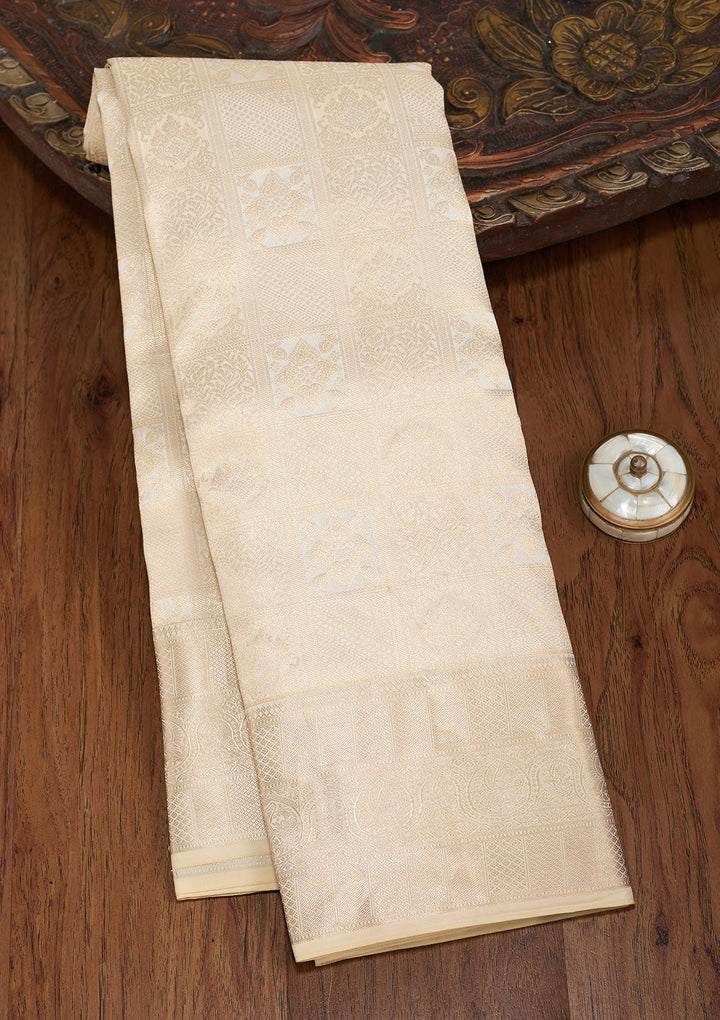 Cream Zariwork (Silver) Silk Silk_Saree