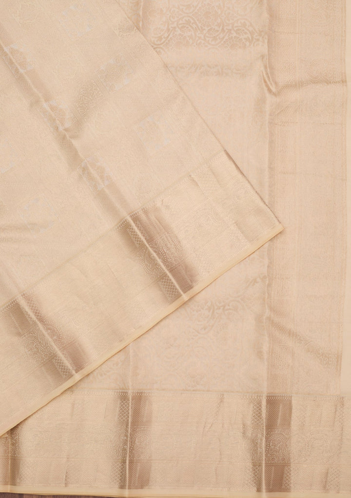 Cream Zariwork (Silver) Silk Silk_Saree