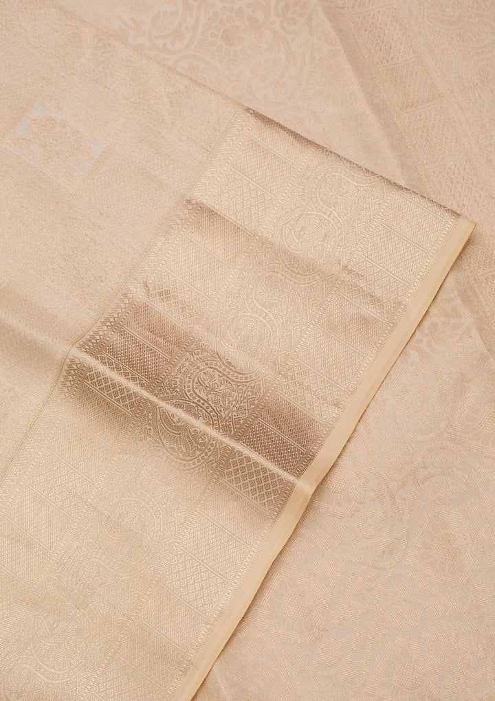 Cream Zariwork (Silver) Silk Silk_Saree