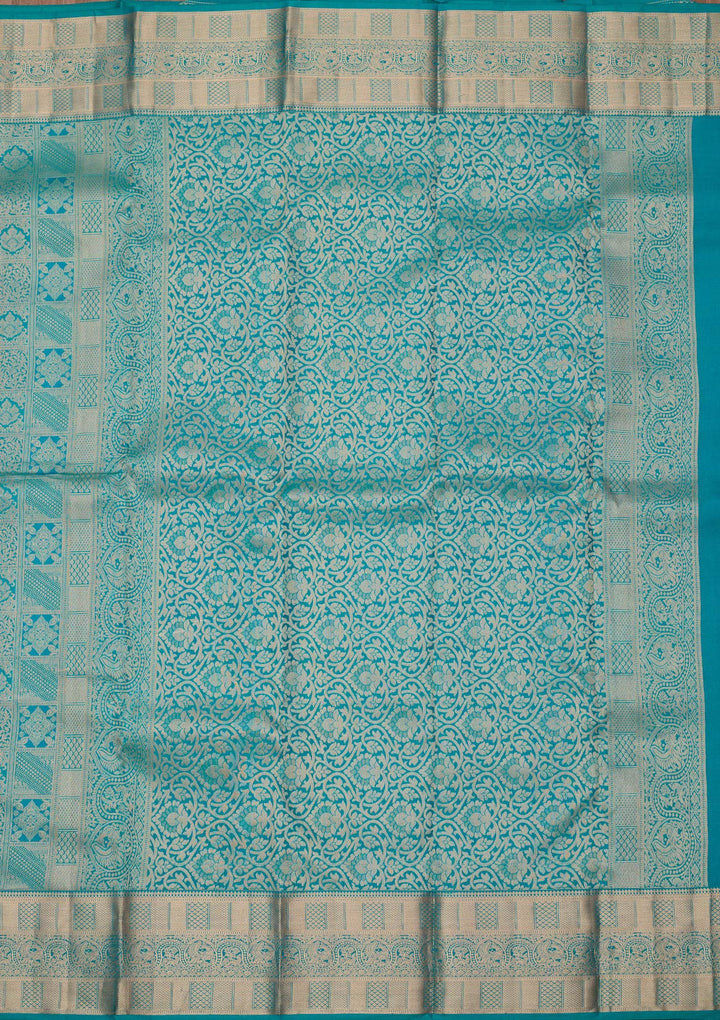 Peacock Blue Zariwork (Gold) Silk Silk_Saree