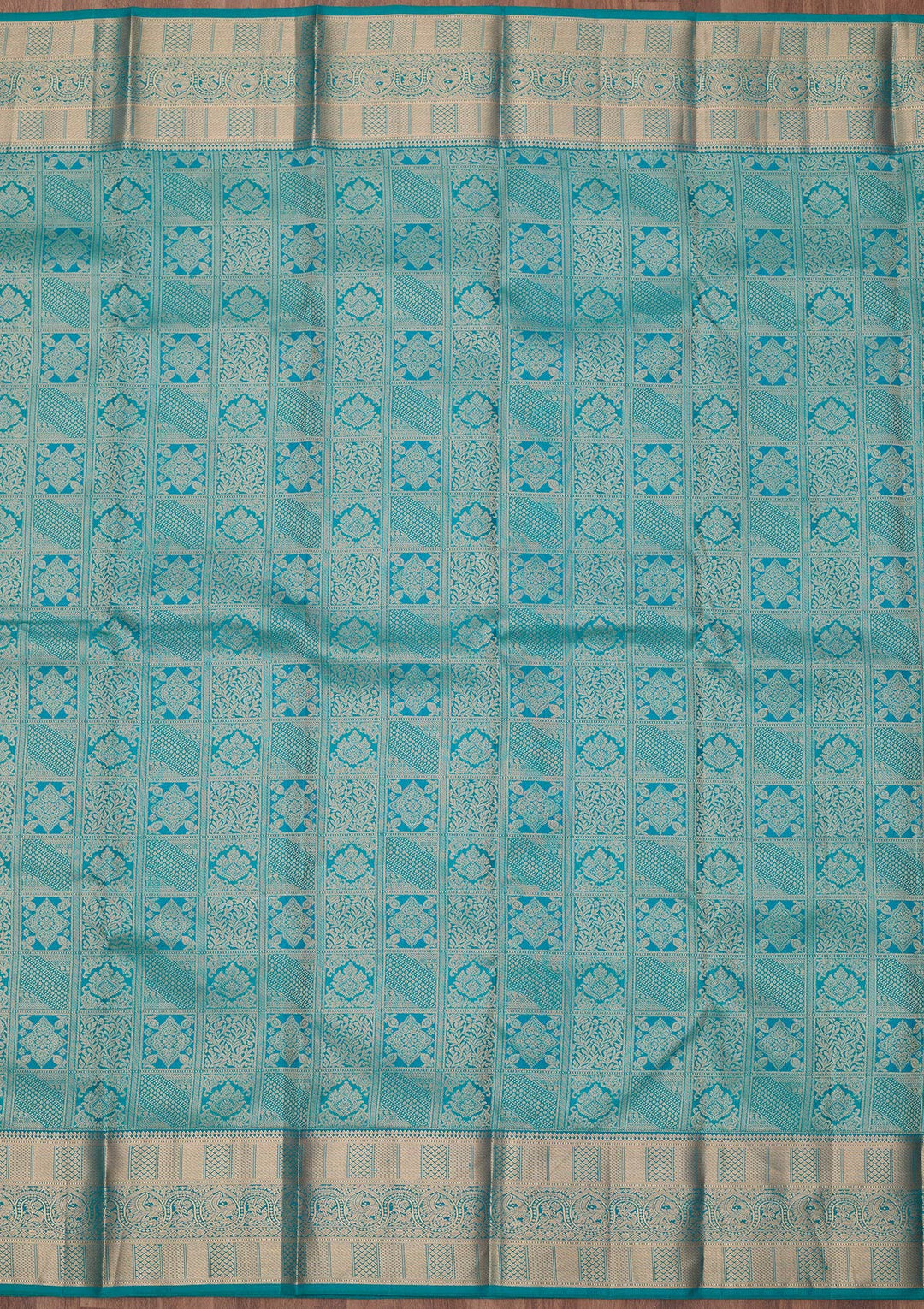 Peacock Blue Zariwork (Gold) Silk Silk_Saree