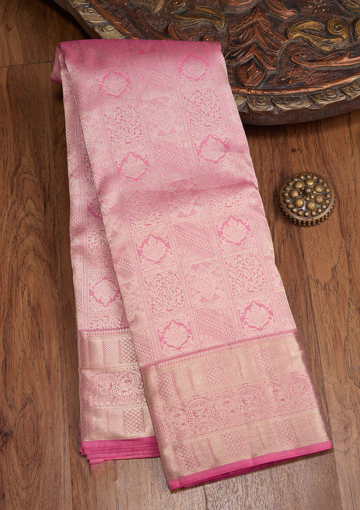 Pink Zariwork Pure Silk Saree