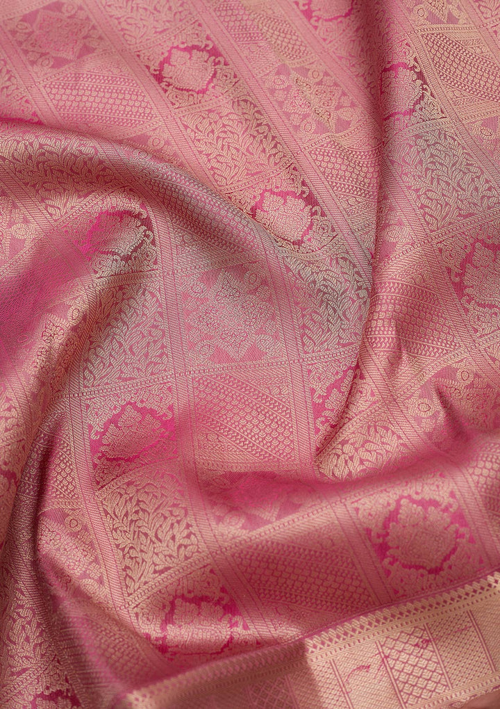 Pink Zariwork Pure Silk Saree