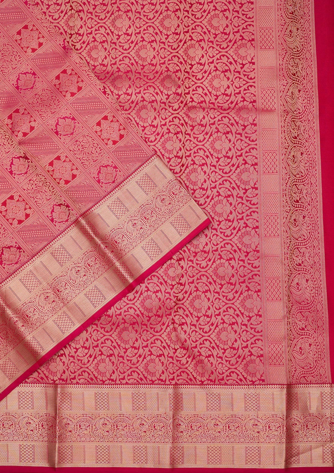 Rani Pink Zariwork Pure Silk Saree