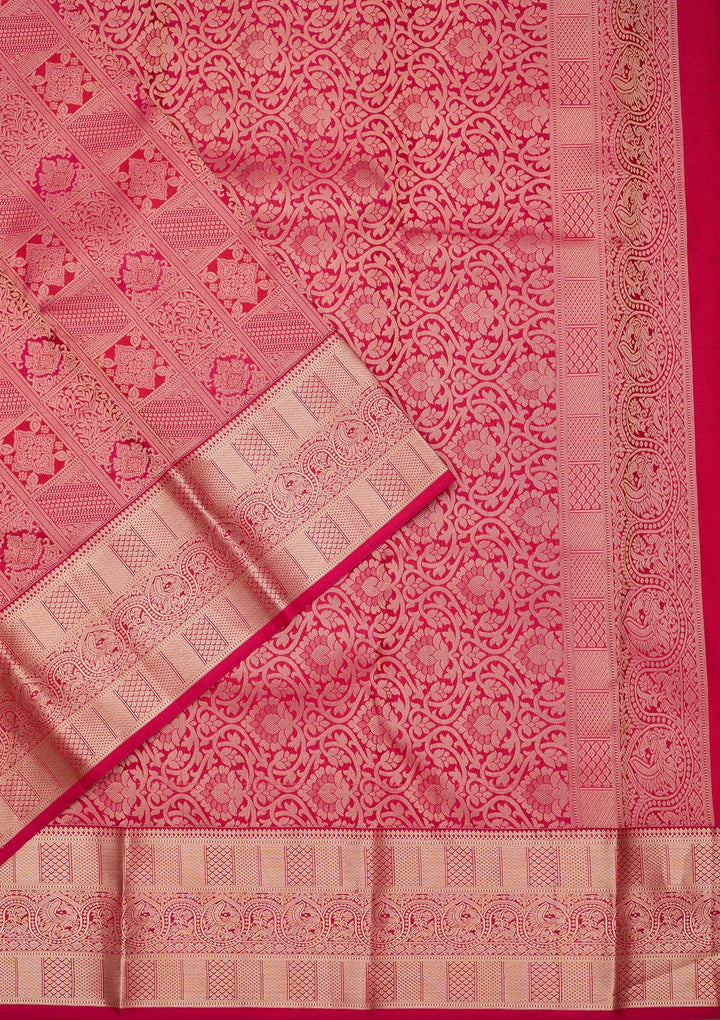 Rani Pink Zariwork Pure Silk Saree