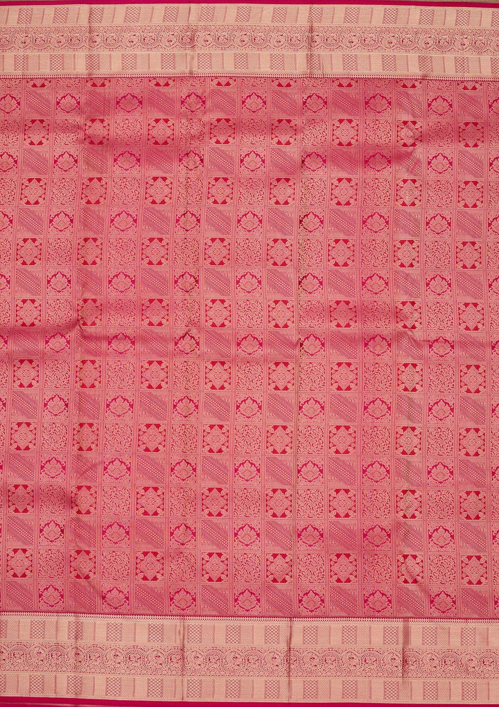 Rani Pink Zariwork Pure Silk Saree