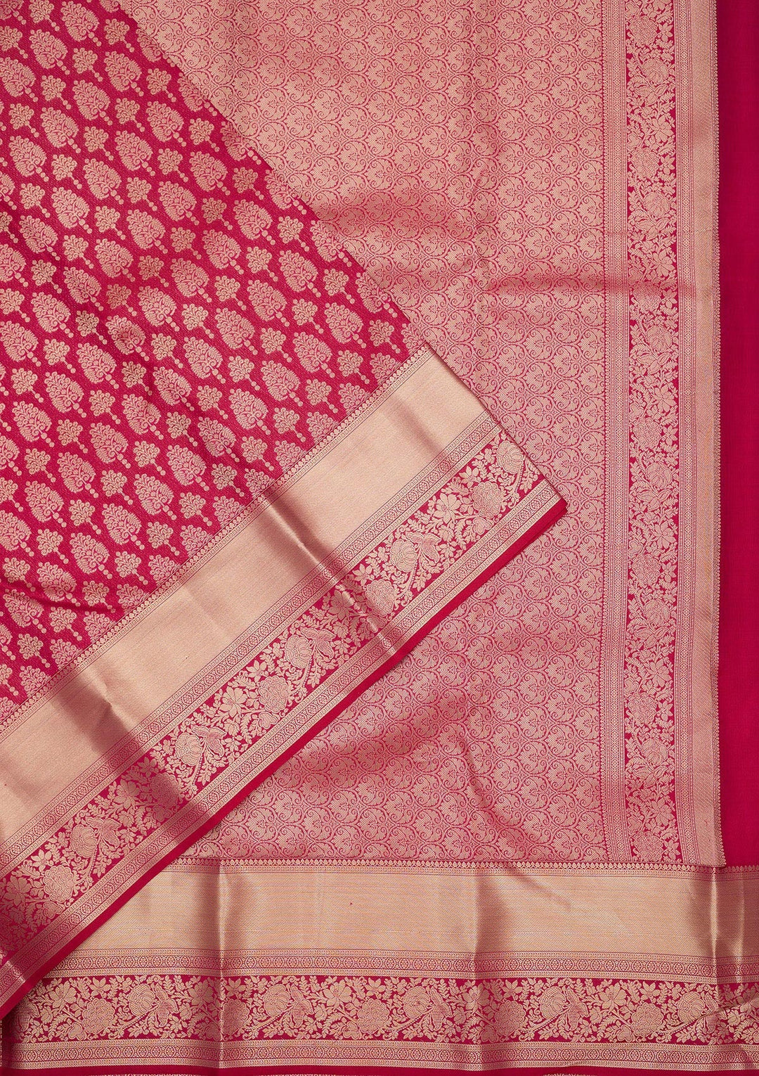 Magenta Pink Zariwork Pure Silk Saree