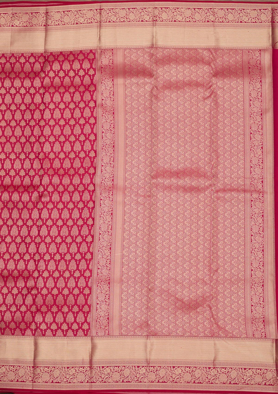 Magenta Pink Zariwork Pure Silk Saree