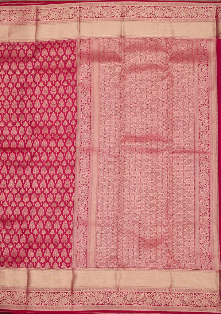 Magenta Pink Zariwork Pure Silk Saree