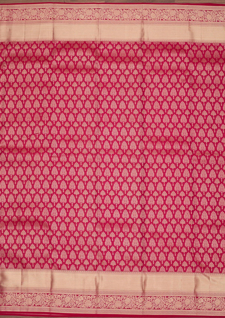 Magenta Pink Zariwork Pure Silk Saree