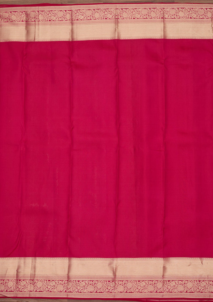 Magenta Pink Zariwork Pure Silk Saree