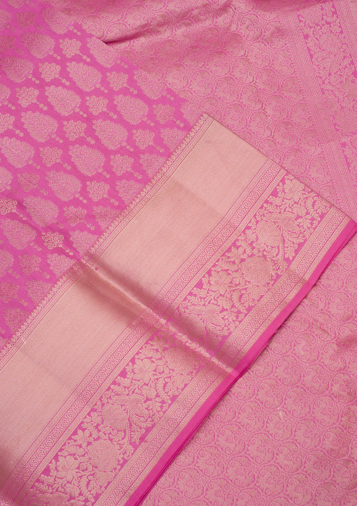 Pink Zariwork Pure Silk Saree-koskii