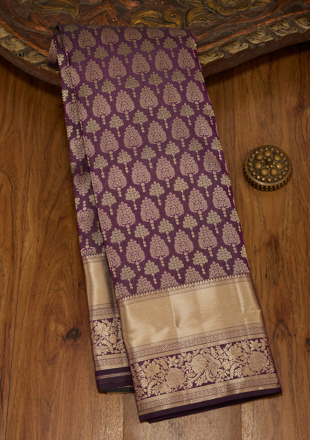 Purple Zariwork (Gold) Silk Silk Saree