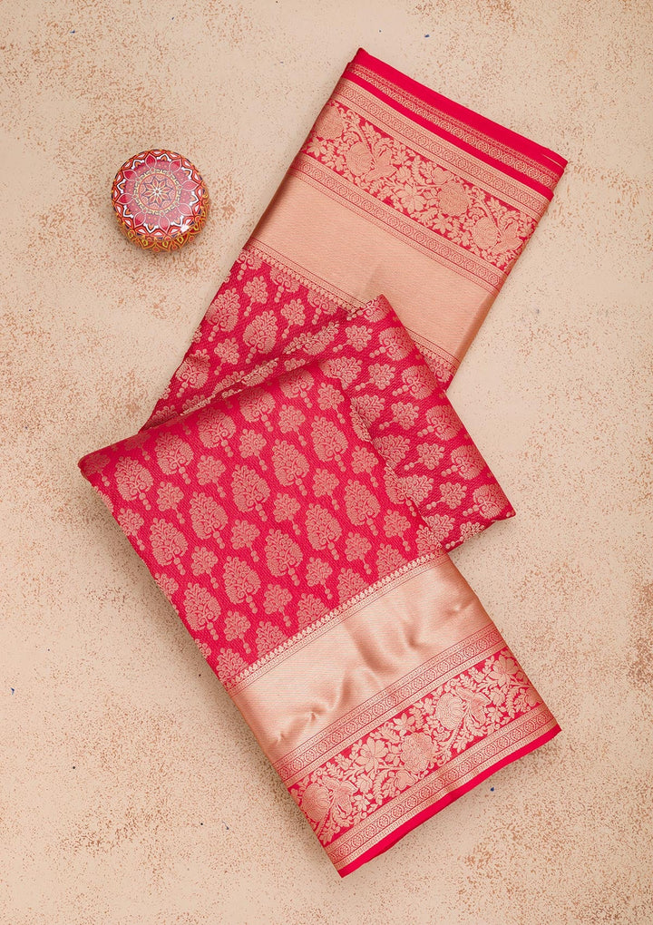 Red Zariwork Pure Silk Saree-Koskii