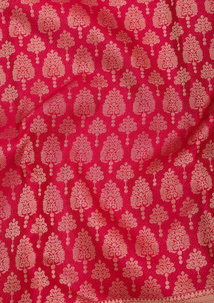 Red Zariwork Pure Silk Saree-Koskii