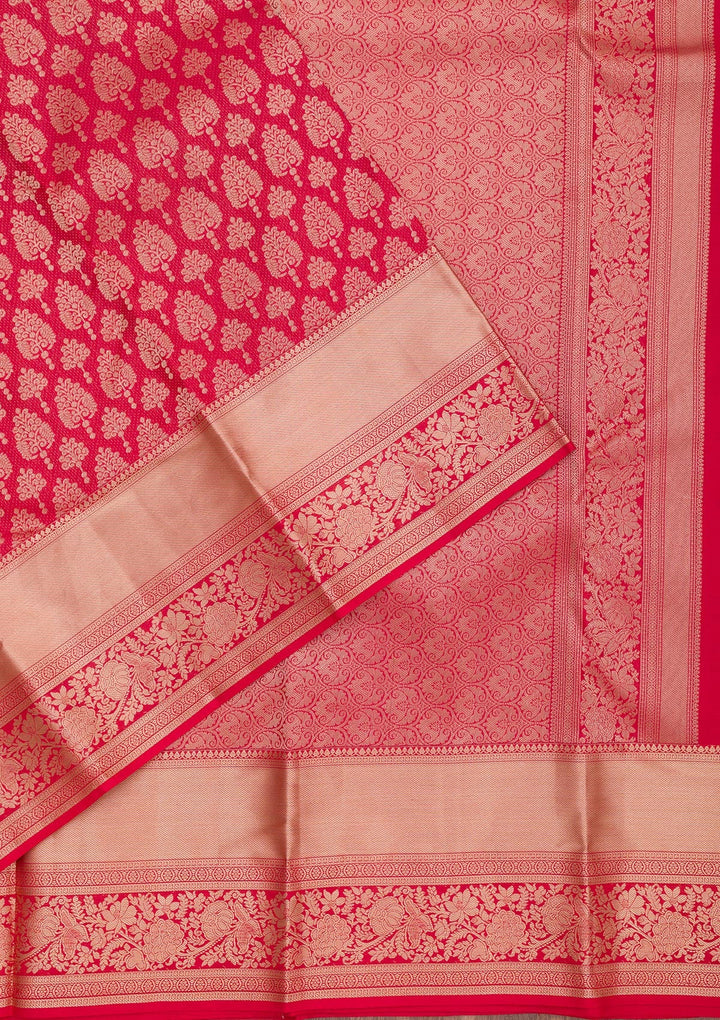 Red Zariwork Pure Silk Saree-Koskii