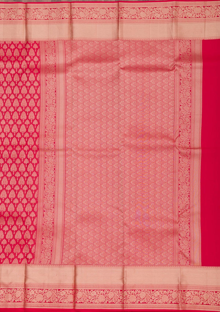 Red Zariwork Pure Silk Saree-Koskii