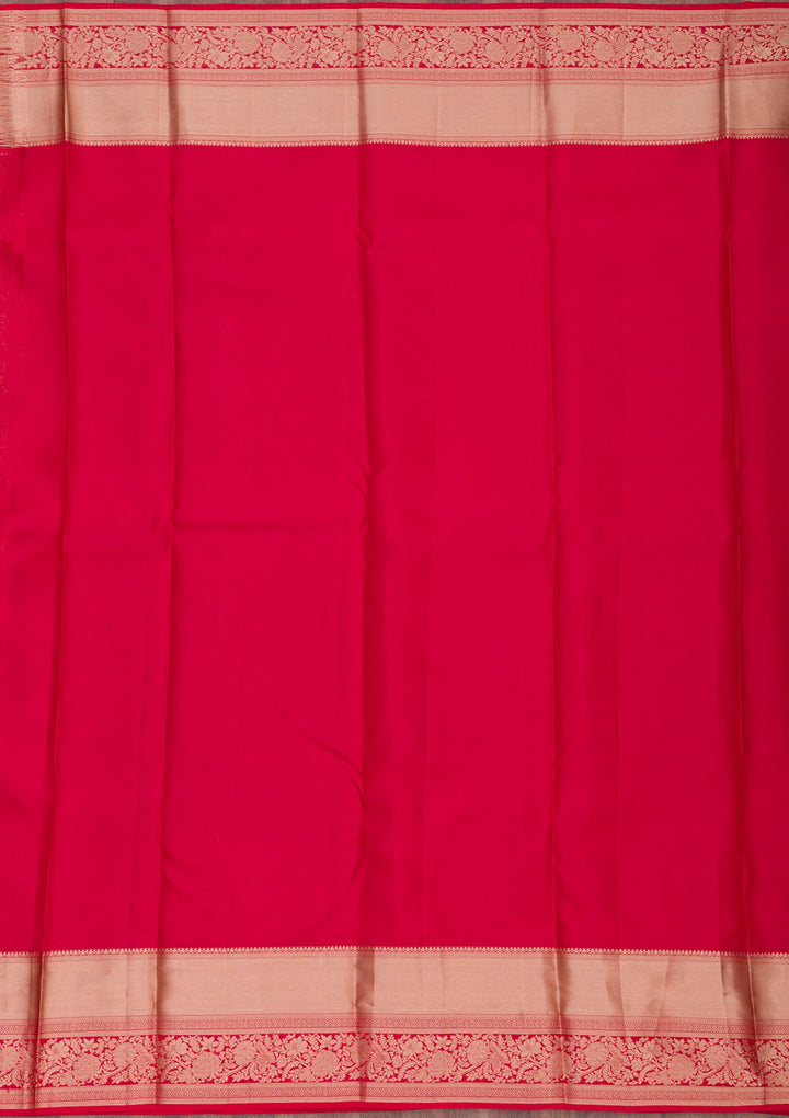 Red Zariwork Pure Silk Saree-Koskii