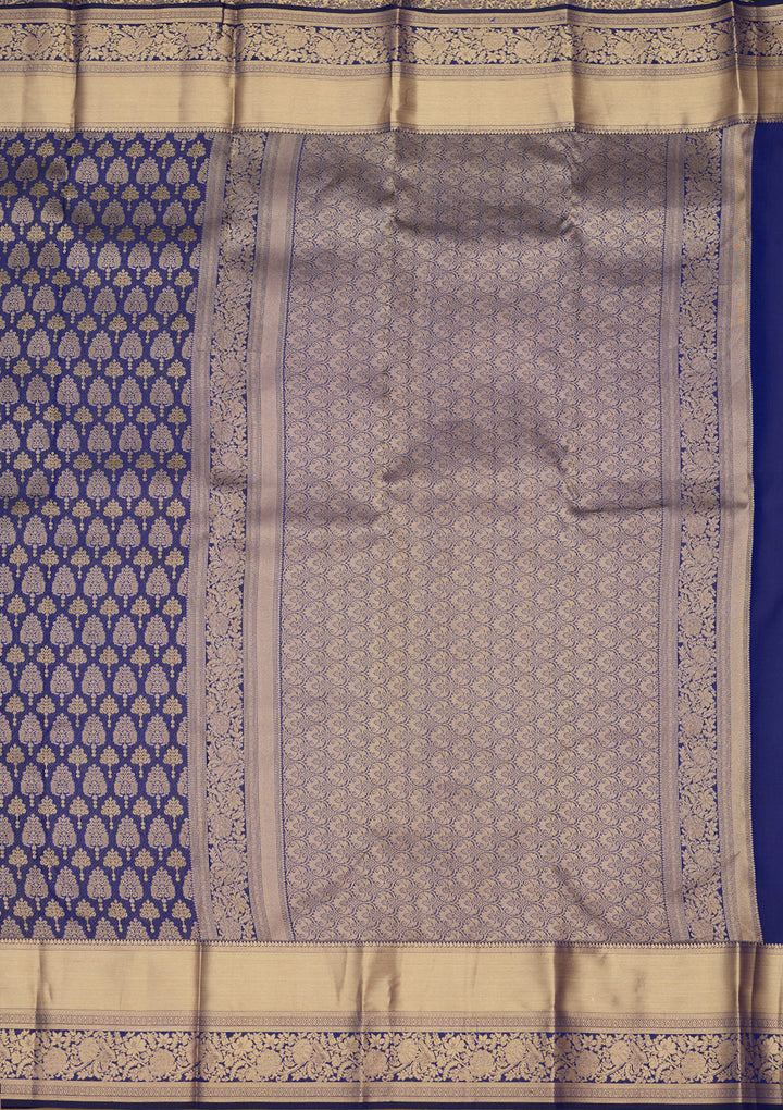 Royal Blue Zariwork (Gold) Silk Silk Saree