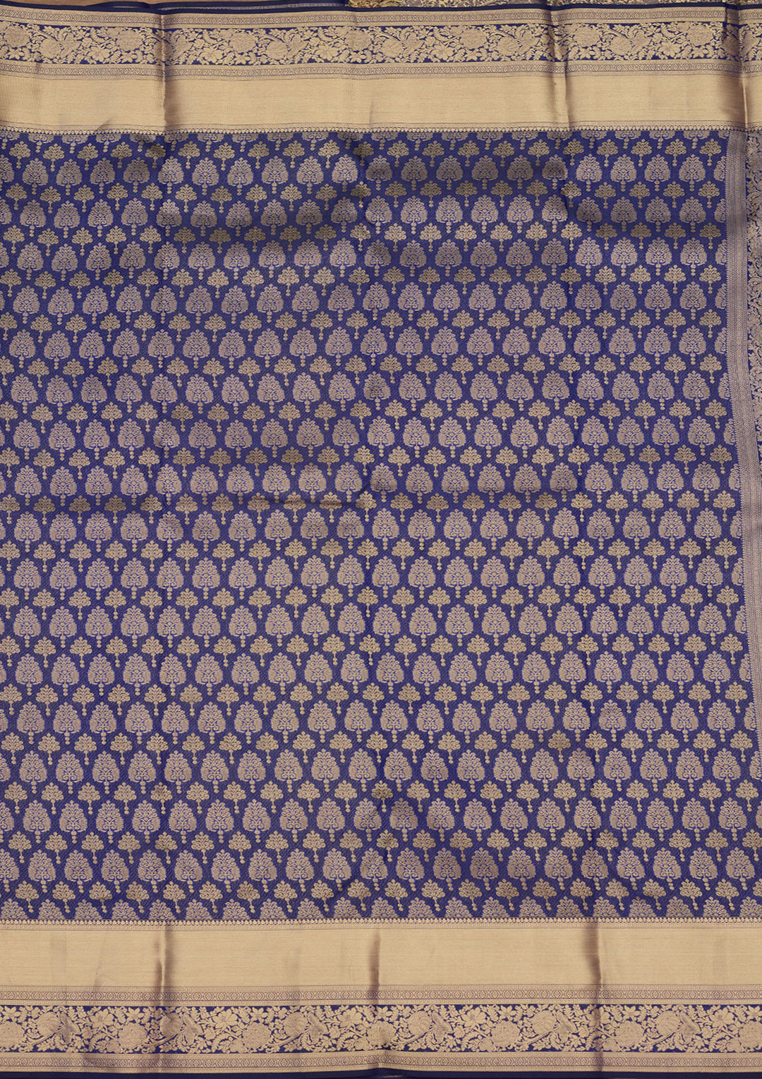 Royal Blue Zariwork (Gold) Silk Silk Saree