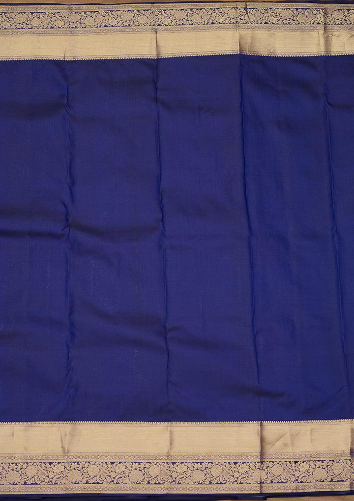Royal Blue Zariwork (Gold) Silk Silk Saree