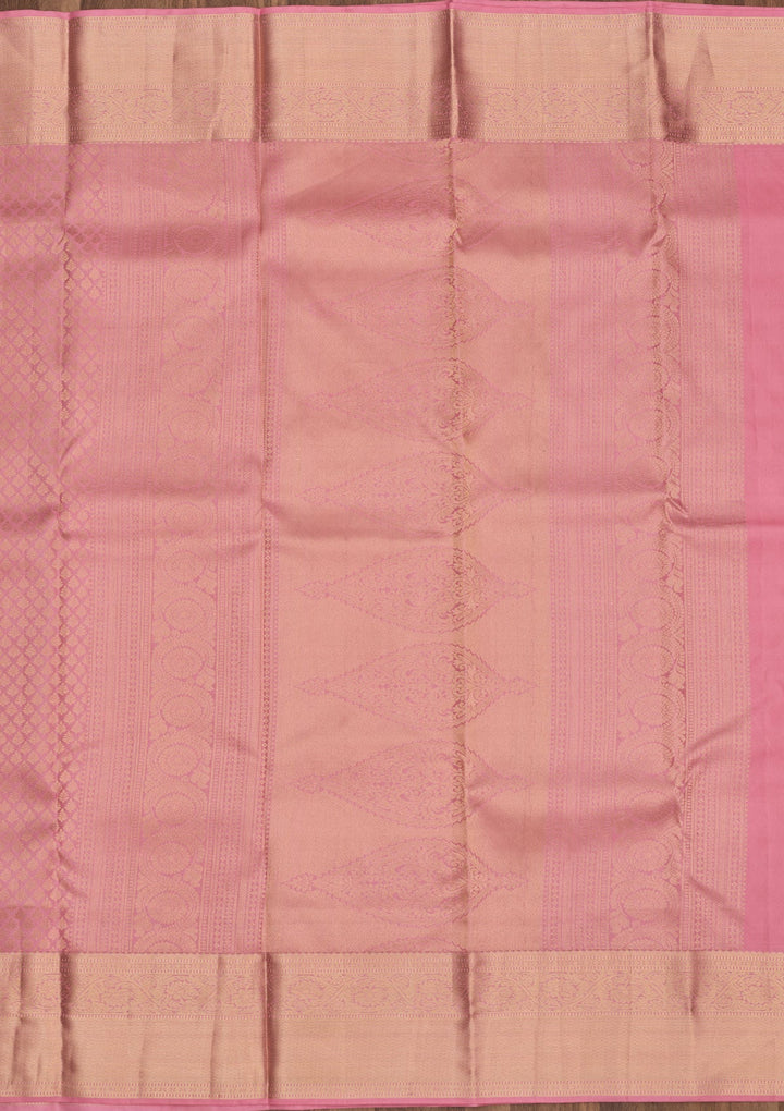 Baby Pink Zariwork Pure Silk Saree-Koskii