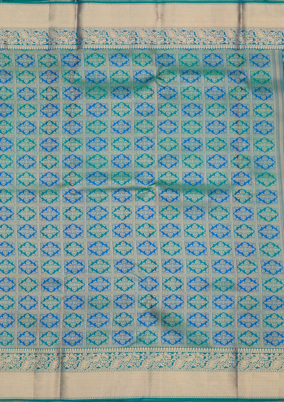 Peacock Green Zariwork Pure Silk Saree-Koskii